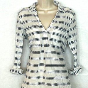 Old Navy Blue Striped Button Down Blouse
